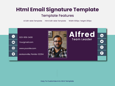 Clickable Html Email Signature Template - Email Signature branding business company creative css design design trend email emaildesign html htmlsignaturedesign inspiration layout modern signature signaturedesign typography ui ux website