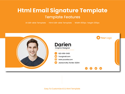 Clickable Html Email Signature Template - Email Signature branding business email creative css design trend emaildesign graphic design html htmlsignature htmlsignaturedesign inspiration luxuyr modern professional signature typography ui unique ux website