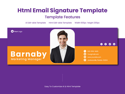 Clickable Html Email Signature Template - Email Signature ai bootstrap branding business company css design design trends dope email emaildesign graphic design html htmlsignature logo modern professional signature unique website