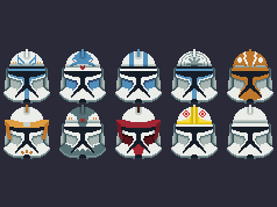 Clone Trooper Phase 1 Helmets (Star Wars TCW) clone trooper helmet pixel-art pixelart star wars starwars the clone wars
