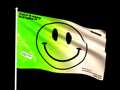 Flag 3d blender flag green octane render smiley typography