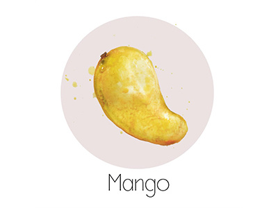 Mango fruit icon painting watercolor