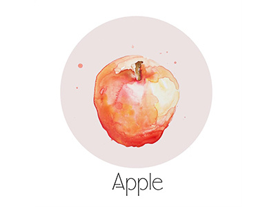 Apple fruit icon painting watercolor