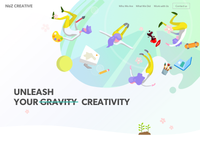 New theme for NOZ Creative Design landing page illustrations landing page web design
