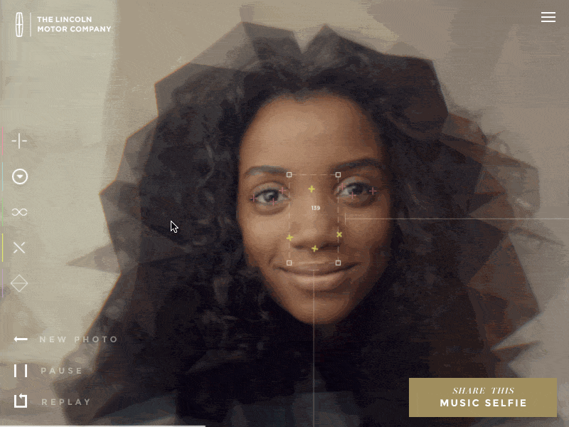 Music Selfie animation audio engine design face detection interface motion ui website