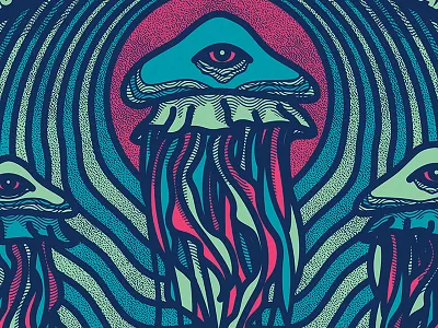 Slightly Stoopid Gigposter gigposter illustration jellyfish psychedelic screenprint silkscreen slightly stoopid