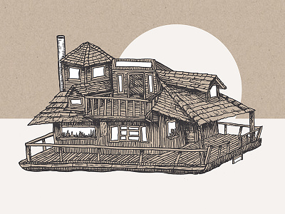 Houseboat Series architecture art houseboat illustration print screenprint silkscreen