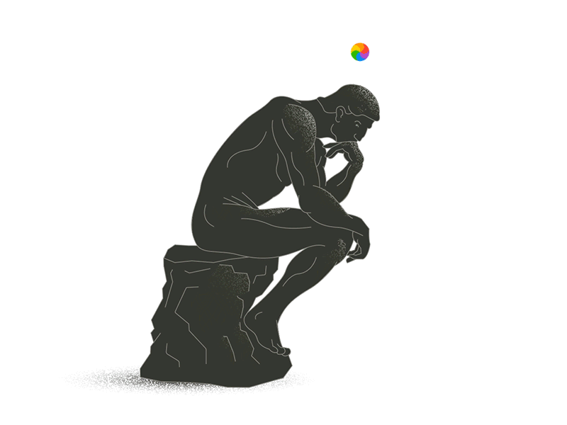 Thinker apple illustration