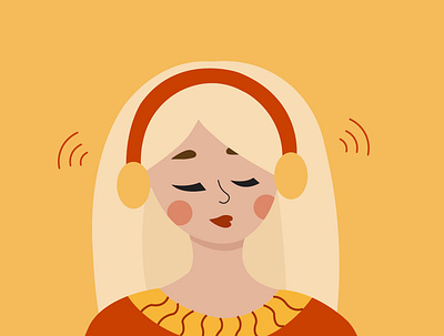 Girl with earphones colorful earphones girl illustration music retro vector