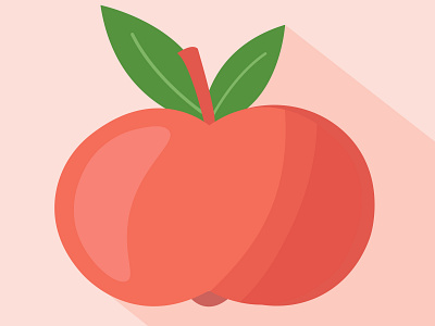 Apple flat illustration apple cartoon element flat fruit illustration pink red vector
