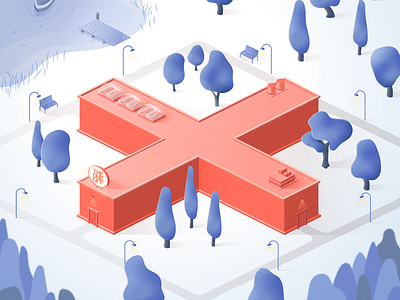 Letter X 36 days of type 3d blue brush building coral design graphic design illustration illustrator isometric lake letter photoshop render trees type type daily typography x