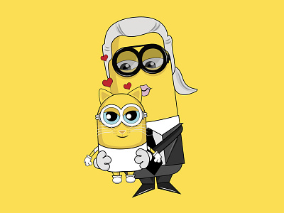 The Minionistas: Karl & Choupette Lagerfeld cute icon illustration minions yellow