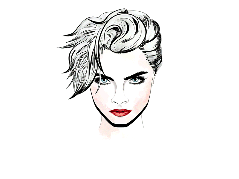 The Hairstyle of Cara Delevigne caradelevigne gif haircuts hairstyle illustration