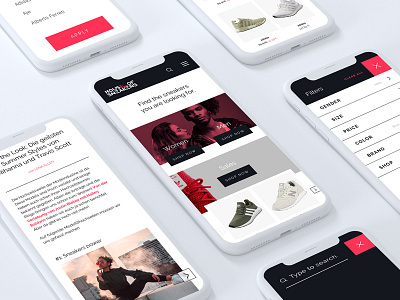 House Of Sneakers e commerce e commerce shop filter ui homepage design magazine layout screen design screen flow search bar search engine sneakers ui