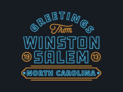 Greetings From Winston Salem design neon north carolina sign type winston salem