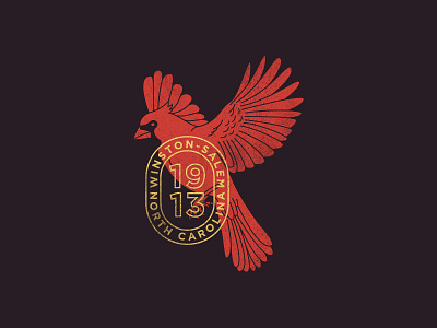 WS Cardinal 1913 badge bird cardinal design north carolina type winston salem