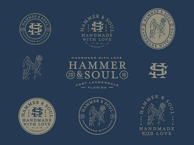 Hammer & Soul branding hammer illustration monogram rose soul typography