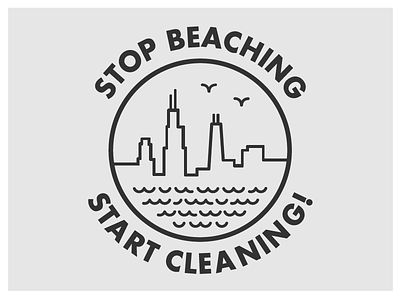Beach Cleanup Tshirt Design badge chicago city clean design icon illustration line logo simple tshirt waves
