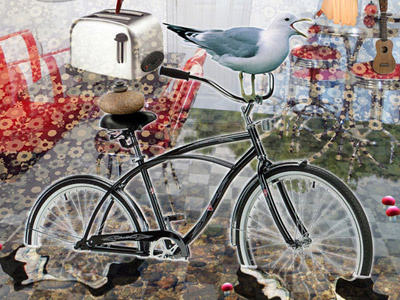 Exotica animal bicycle bird pattern random surreal
