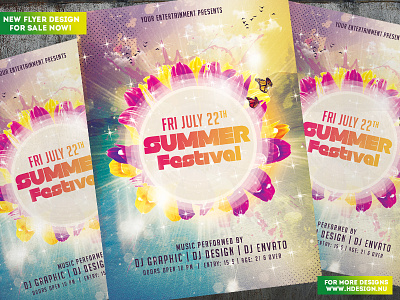 Summer Festival flyer drink festival flyer hot party poster psd summer sun template