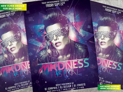 Madness Festival Flyer glow hdesign madness modern neon nightclub party photoshop poster promote promotion