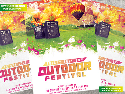 Outdoor Festival abstract cheap cocktail color drinks event poster festival flower flyer design fun grass