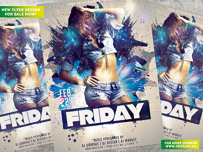 Friday Party Flyer 3d abstract blue club cocktail dance driday drink event flower flyer design