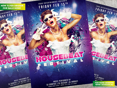Housebeat Festival Flyer beat cheap flyer club color dance dance event drink event flyer design