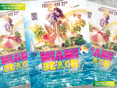 Miami Beach Festival beach blue dance flyer design graphic design green hdesign hot island miami miami beach music