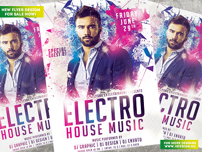 Electro House Flyer house music modern music party photoshop poster design psd psd template special guest