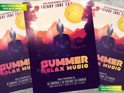 Summer Relax Music adobe animal buddha chill club color colorful cool design event festival flyer