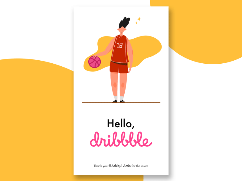 Hello, Dribbble! character design illustration onboarding procreate ui