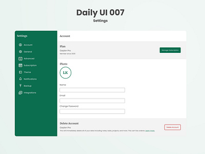 Daily UI 007 - Settings