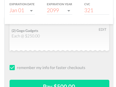002   Credit Card Checkout Form  Dribbble 