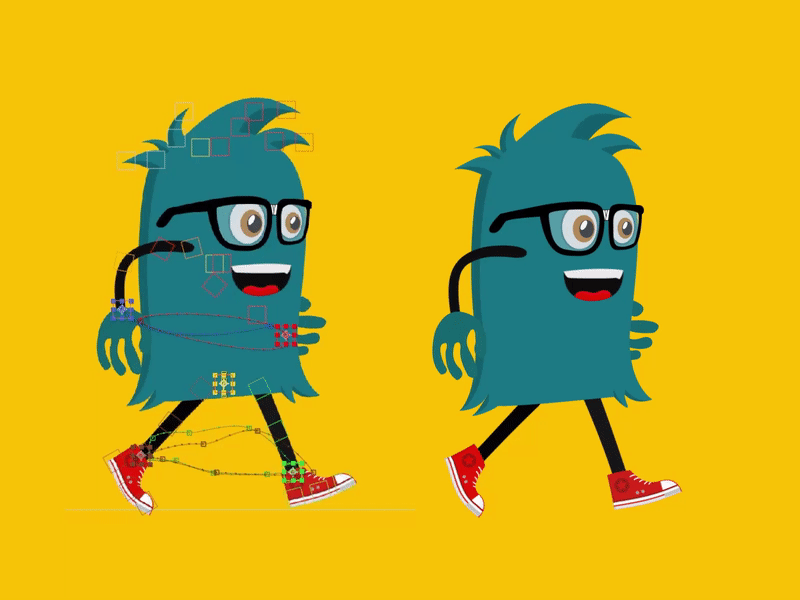 Animonster - Walk cycle 2d animation after effect design duik illustration mascot monster motion shapes walk cycle