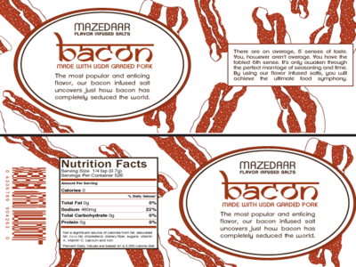 Mazedaar Flavored Salts_Bacon bacon logo package design