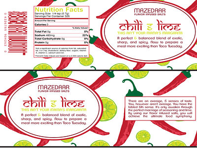 Mazedaar Flavored Salts_Chili & Lime chili and lime logo package design