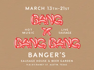 Bang x Bang Bang austin bbq custom display font hand drawn hot dog illustration matchbook poster print sausage sxsw texas texture type meat