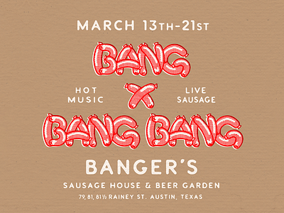 Bang x Bang Bang austin bbq custom display font hand drawn hot dog illustration matchbook poster print sausage sxsw texas texture type meat