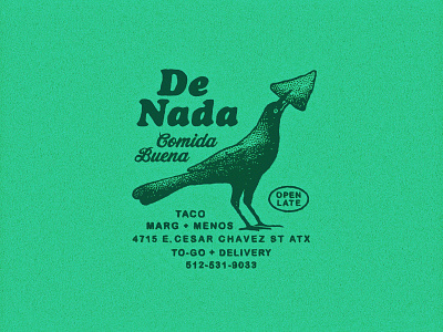 De Nada Cantina Marks austin bird branding chips design grackle hand drawn illustration lock up logo mexican food queso restaurant retro rough texas texture tortilla type vintage