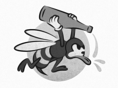 Buzz bee beer buzz cartoon grain illustration insignia rough soft texture vintage wwii