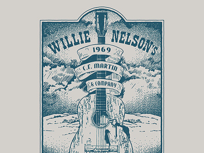 Trigger armadillo world headquarters country guitar music outlaw poster rough stipple texture trigger vintage willie nelson