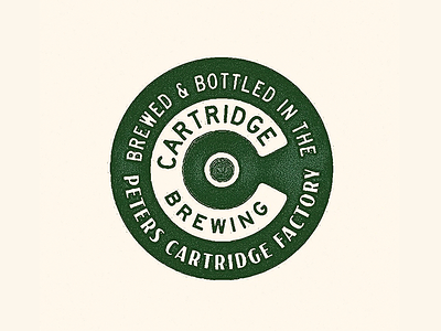 Cartridge badge beer branding brery c cartridge factory logo print retro rough round shotgun texture type vintage