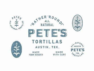 Pete's Tortillas austin badge contact corn lockup logo print retro rough shirt texas texture tortilla type vintage