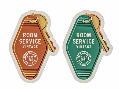 Room Service austin austin texas badge grain hotel illustration key keychain midcentury midmod modern redesign retro rough sticker texture throwback type vintage