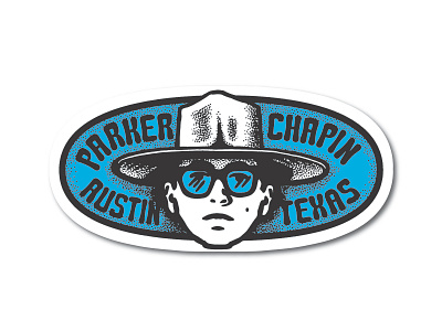 Stickers band country cowboy face glasses guy hat illustration man merch music retro singer songwriter sticker stipple texas texture vintage western