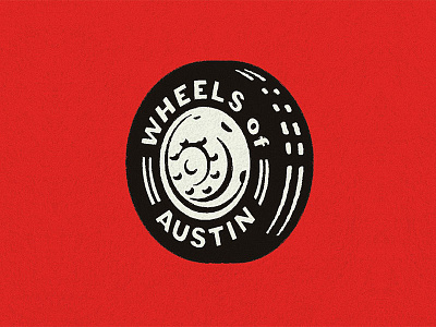 Wheels austin badge car classic icon illustration logo mark motorcycle old retro rough simple texas texture tire type vintage wheel word