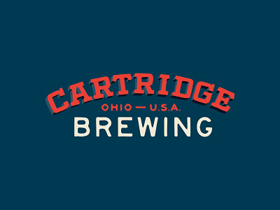 Cartridge 3d arch badge beer branding brewery dimensional historic illustrated lockup logo navy red retro texas type vintage