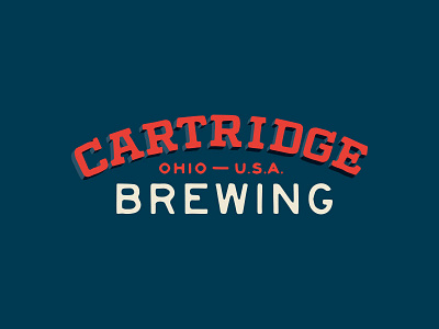 Cartridge 3d arch badge beer branding brewery dimensional historic illustrated lockup logo navy red retro texas type vintage