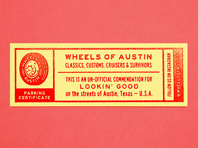 Parking Ticket austin branding business car card grid paper parking photographer retro simple stamp texas ticket type vintage wheel